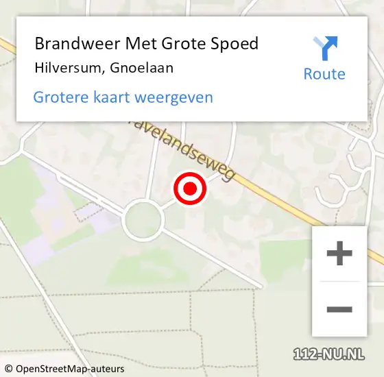 Locatie op kaart van de 112 melding: Brandweer Met Grote Spoed Naar Hilversum, Gnoelaan op 28 april 2016 09:54