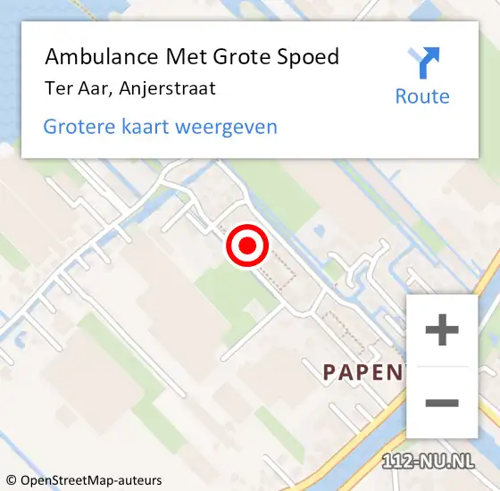 Locatie op kaart van de 112 melding: Ambulance Met Grote Spoed Naar Ter Aar, Anjerstraat op 28 april 2016 10:00