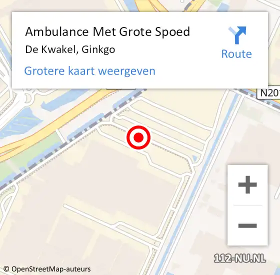 Locatie op kaart van de 112 melding: Ambulance Met Grote Spoed Naar De Kwakel, Ginkgo op 28 april 2016 10:50