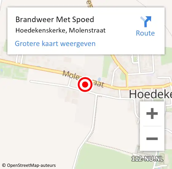 Locatie op kaart van de 112 melding: Brandweer Met Spoed Naar Hoedekenskerke, Molenstraat op 28 april 2016 10:53