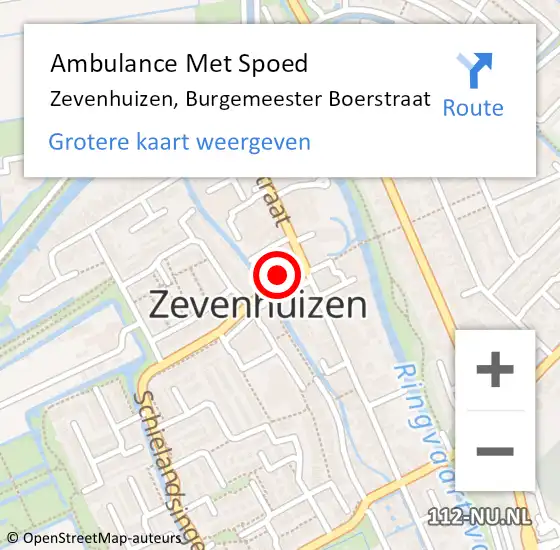 Locatie op kaart van de 112 melding: Ambulance Met Spoed Naar Zevenhuizen, Burgemeester Boerstraat op 28 april 2016 11:13