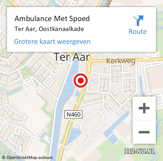 Locatie op kaart van de 112 melding: Ambulance Met Spoed Naar Ter Aar, Oostkanaalkade op 28 april 2016 12:26