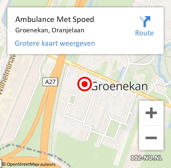 Locatie op kaart van de 112 melding: Ambulance Met Spoed Naar Groenekan, Oranjelaan op 28 april 2016 13:19