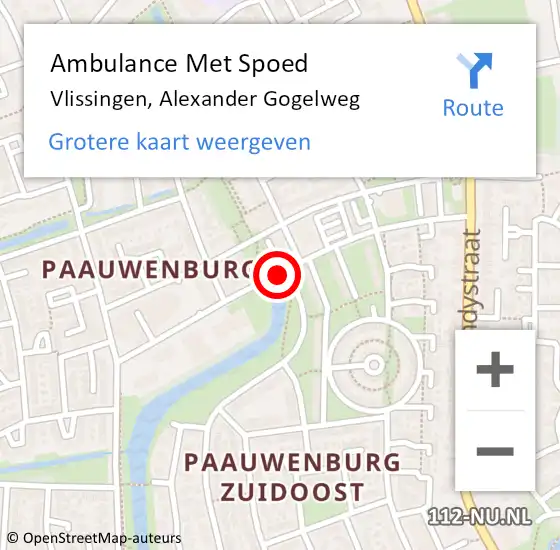 Locatie op kaart van de 112 melding: Ambulance Met Spoed Naar Vlissingen, Alexander Gogelweg op 28 april 2016 13:56