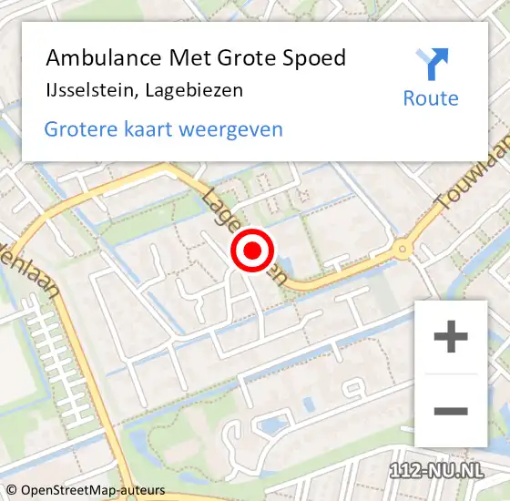 Locatie op kaart van de 112 melding: Ambulance Met Grote Spoed Naar IJsselstein, Lagebiezen op 28 april 2016 14:33