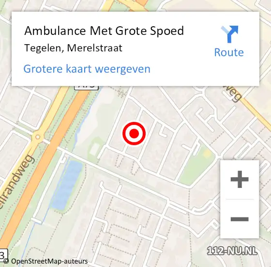 Locatie op kaart van de 112 melding: Ambulance Met Grote Spoed Naar Tegelen, Merelstraat op 28 april 2016 14:34