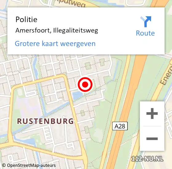 Locatie op kaart van de 112 melding: Politie Amersfoort, Illegaliteitsweg op 28 april 2016 14:38