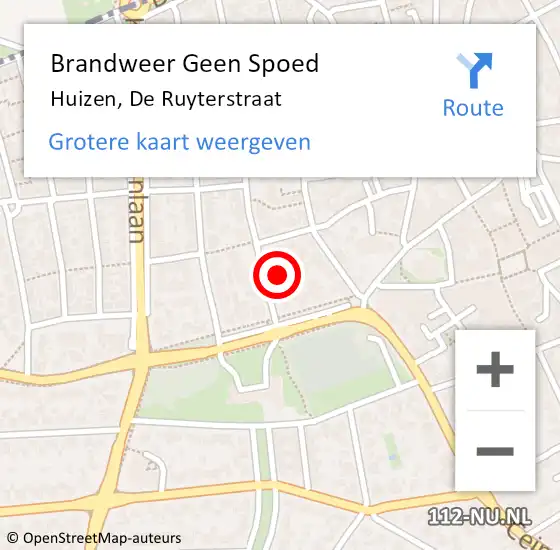 Locatie op kaart van de 112 melding: Brandweer Geen Spoed Naar Huizen, De Ruyterstraat op 28 april 2016 14:59