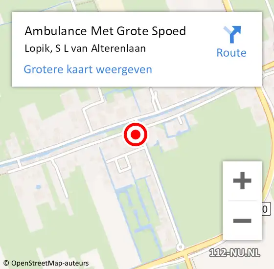 Locatie op kaart van de 112 melding: Ambulance Met Grote Spoed Naar Lopik, S L van Alterenlaan op 28 april 2016 15:35