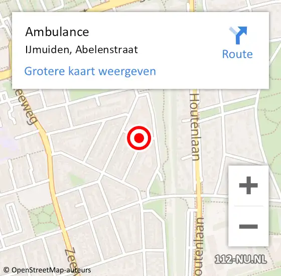 Locatie op kaart van de 112 melding: Ambulance IJmuiden, Abelenstraat op 28 april 2016 16:02