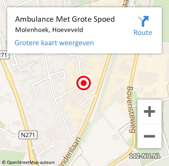 Locatie op kaart van de 112 melding: Ambulance Met Grote Spoed Naar Molenhoek, Hoeveveld op 28 april 2016 16:19