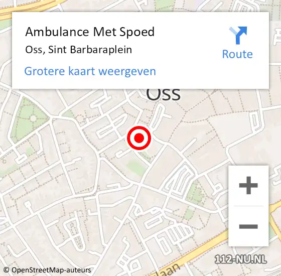 Locatie op kaart van de 112 melding: Ambulance Met Spoed Naar Oss, Sint Barbaraplein op 28 april 2016 16:20
