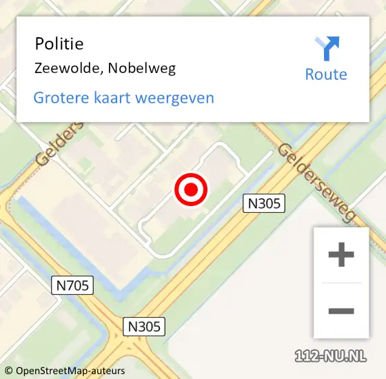 Locatie op kaart van de 112 melding: Politie Zeewolde, Nobelweg op 28 april 2016 17:17