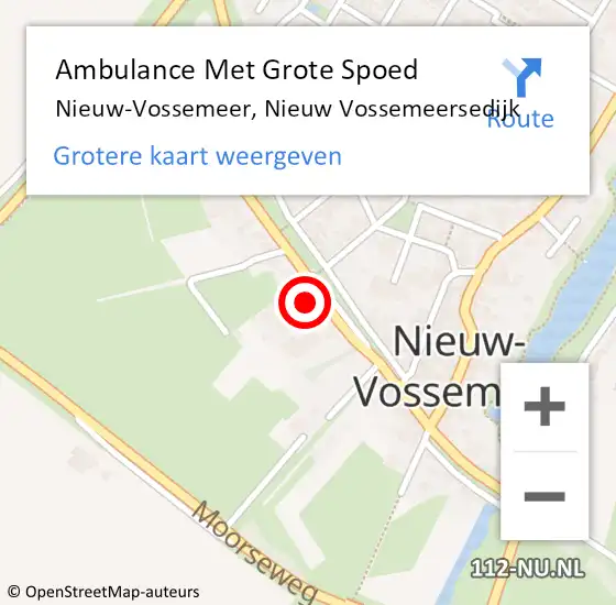 Locatie op kaart van de 112 melding: Ambulance Met Grote Spoed Naar Nieuw-Vossemeer, Nieuw Vossemeersedijk op 28 april 2016 17:34