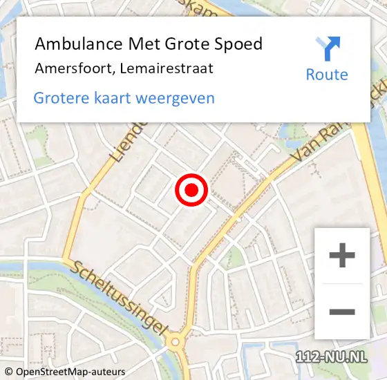 Locatie op kaart van de 112 melding: Ambulance Met Grote Spoed Naar Amersfoort, Lemairestraat op 28 april 2016 17:39