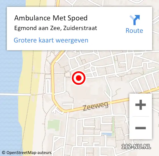 Locatie op kaart van de 112 melding: Ambulance Met Spoed Naar Egmond aan Zee, Zuiderstraat op 28 april 2016 18:44