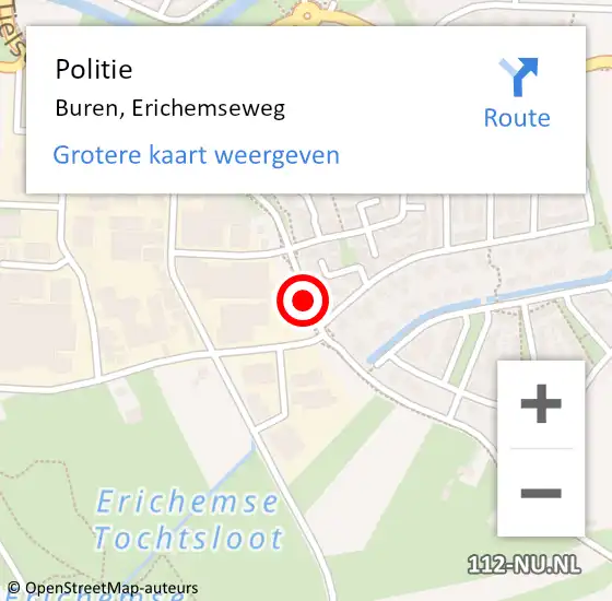 Locatie op kaart van de 112 melding: Politie Buren, Erichemseweg op 28 april 2016 19:16