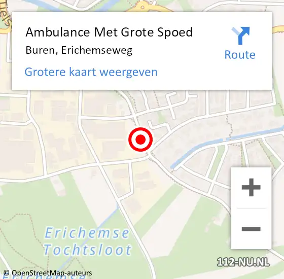 Locatie op kaart van de 112 melding: Ambulance Met Grote Spoed Naar Buren, Erichemseweg op 28 april 2016 19:27