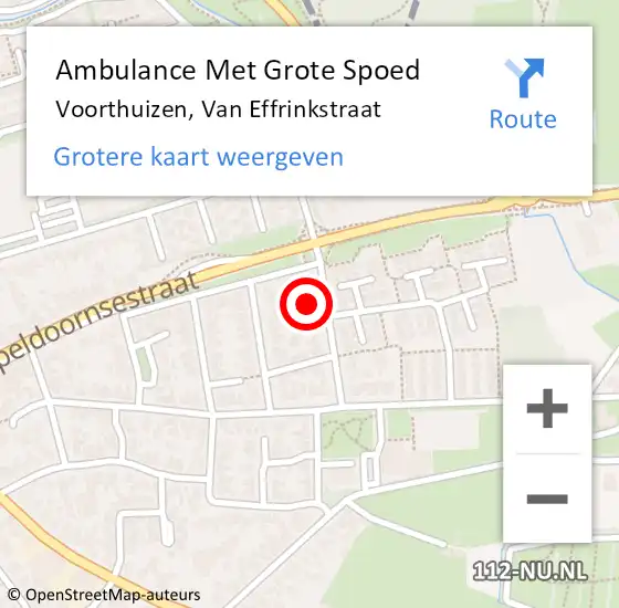 Locatie op kaart van de 112 melding: Ambulance Met Grote Spoed Naar Voorthuizen, Van Effrinkstraat op 28 april 2016 20:04