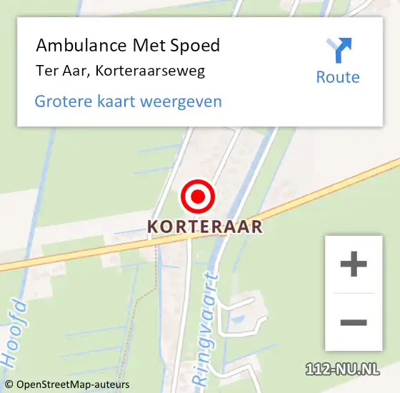 Locatie op kaart van de 112 melding: Ambulance Met Spoed Naar Ter Aar, Korteraarseweg op 28 april 2016 21:23