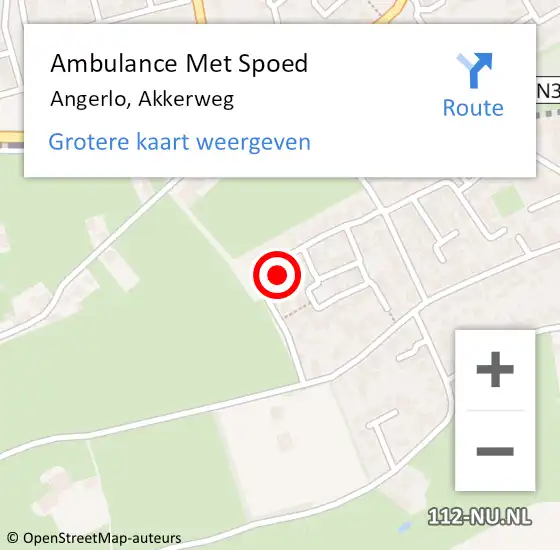 Locatie op kaart van de 112 melding: Ambulance Met Spoed Naar Angerlo, Akkerweg op 13 december 2013 11:10