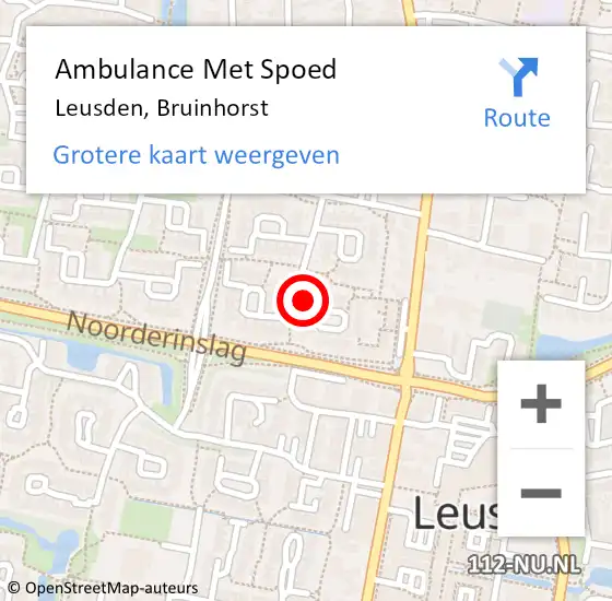 Locatie op kaart van de 112 melding: Ambulance Met Spoed Naar Leusden, Bruinhorst op 28 april 2016 23:28