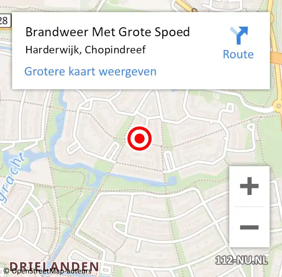 Locatie op kaart van de 112 melding: Brandweer Met Grote Spoed Naar Harderwijk, Chopindreef op 28 april 2016 23:57