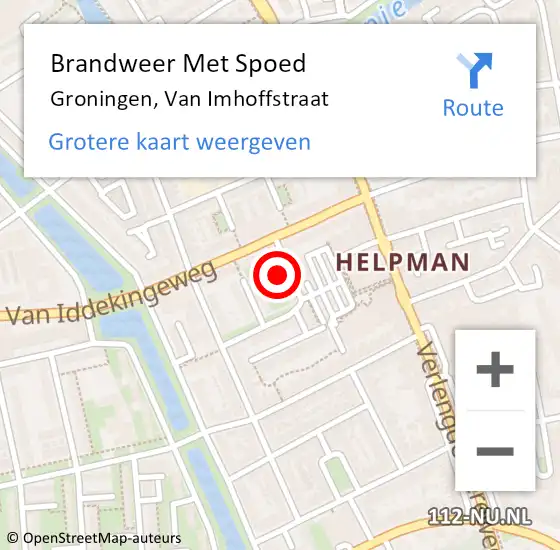 Locatie op kaart van de 112 melding: Brandweer Met Spoed Naar Groningen, Van Imhoffstraat op 29 april 2016 02:22