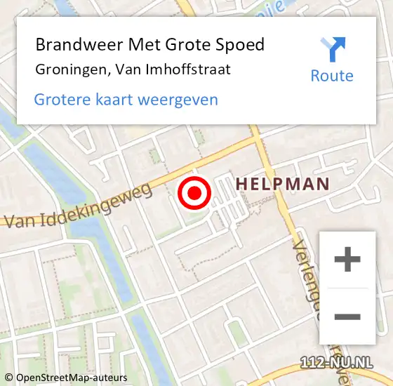 Locatie op kaart van de 112 melding: Brandweer Met Grote Spoed Naar Groningen, Van Imhoffstraat op 29 april 2016 02:32