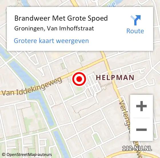 Locatie op kaart van de 112 melding: Brandweer Met Grote Spoed Naar Groningen, Van Imhoffstraat op 29 april 2016 03:08