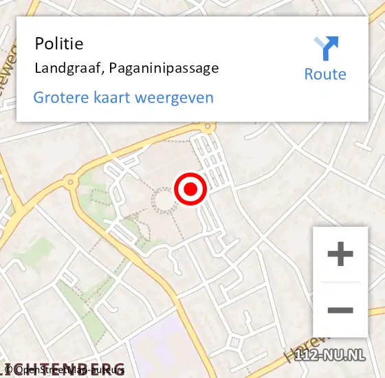 Locatie op kaart van de 112 melding: Politie Landgraaf, Paganinipassage op 29 april 2016 03:43