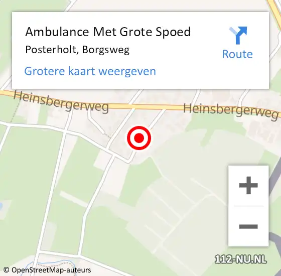 Locatie op kaart van de 112 melding: Ambulance Met Grote Spoed Naar Posterholt, Borgsweg op 29 april 2016 03:59