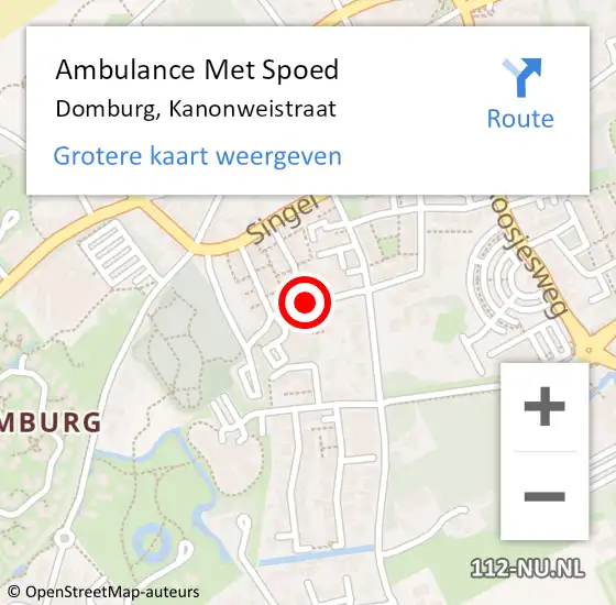 Locatie op kaart van de 112 melding: Ambulance Met Spoed Naar Domburg, Kanonweistraat op 29 april 2016 04:45