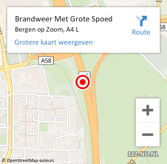Locatie op kaart van de 112 melding: Brandweer Met Grote Spoed Naar Bergen op Zoom, A4 L hectometerpaal: 234,4 op 29 april 2016 07:46