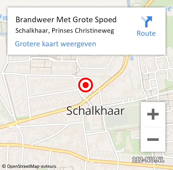 Locatie op kaart van de 112 melding: Brandweer Met Grote Spoed Naar Schalkhaar, Prinses Christineweg op 29 april 2016 08:45