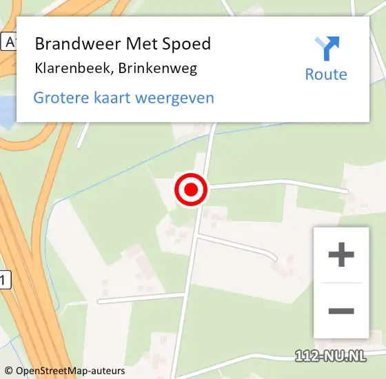 Locatie op kaart van de 112 melding: Brandweer Met Spoed Naar Klarenbeek, Brinkenweg op 29 april 2016 09:11