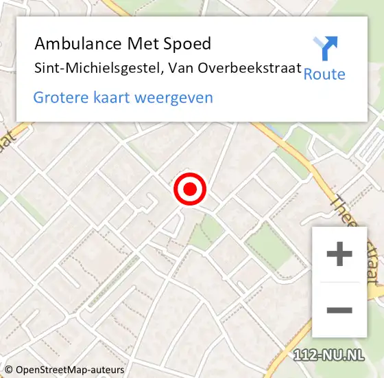 Locatie op kaart van de 112 melding: Ambulance Met Spoed Naar Sint-Michielsgestel, Van Overbeekstraat op 29 april 2016 09:17