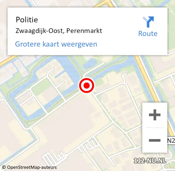 Locatie op kaart van de 112 melding: Politie Zwaagdijk-Oost, Perenmarkt op 29 april 2016 10:22