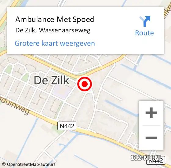 Locatie op kaart van de 112 melding: Ambulance Met Spoed Naar De Zilk, Wassenaarseweg op 29 april 2016 10:48