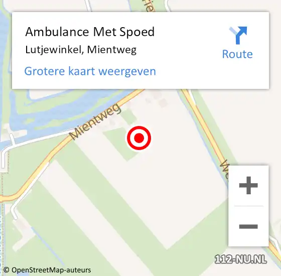 Locatie op kaart van de 112 melding: Ambulance Met Spoed Naar Lutjewinkel, Mientweg op 29 april 2016 11:11