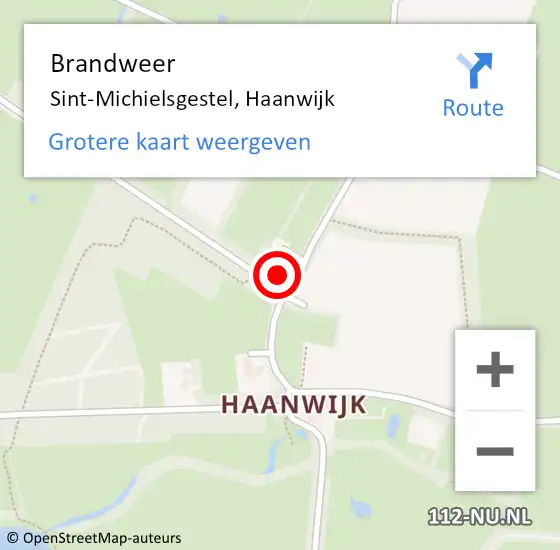 Locatie op kaart van de 112 melding: Brandweer Sint-Michielsgestel, Haanwijk op 29 april 2016 11:40