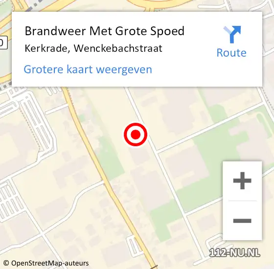 Locatie op kaart van de 112 melding: Brandweer Met Grote Spoed Naar Kerkrade, Wenckebachstraat op 29 april 2016 11:42