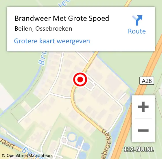 Locatie op kaart van de 112 melding: Brandweer Met Grote Spoed Naar Beilen, Ossebroeken op 29 april 2016 12:03