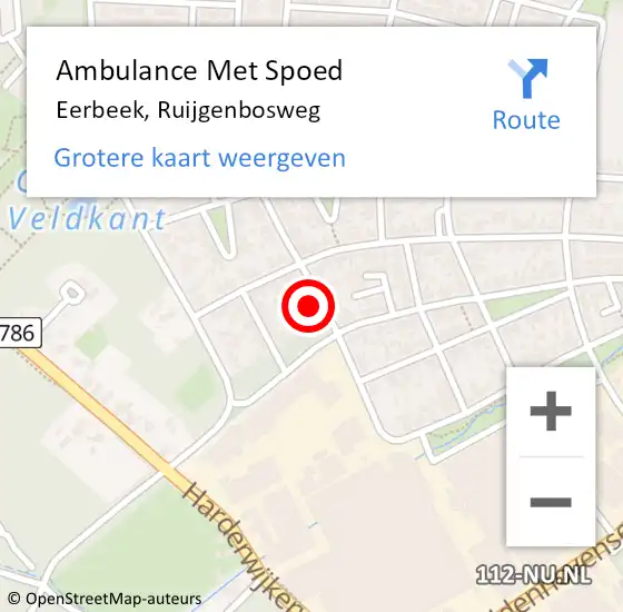 Locatie op kaart van de 112 melding: Ambulance Met Spoed Naar Eerbeek, Ruijgenbosweg op 29 april 2016 12:04