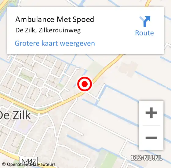 Locatie op kaart van de 112 melding: Ambulance Met Spoed Naar De Zilk, Zilkerduinweg op 29 april 2016 12:04