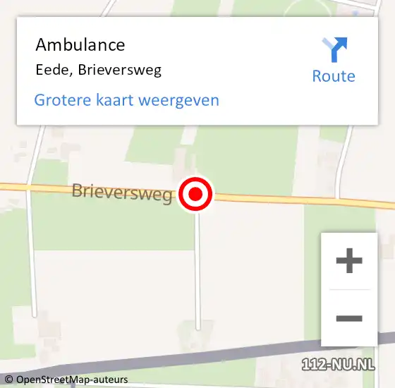 Locatie op kaart van de 112 melding: Ambulance Eede, Brieversweg op 29 april 2016 12:32