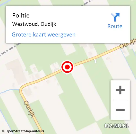 Locatie op kaart van de 112 melding: Politie Westwoud, Oudijk op 29 april 2016 12:50