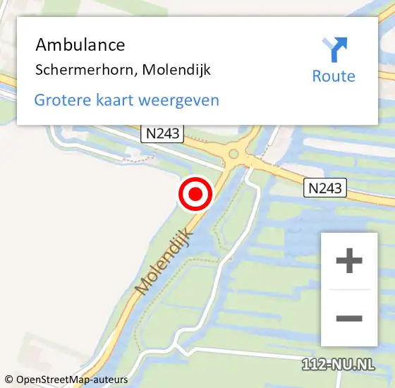 Locatie op kaart van de 112 melding: Ambulance Schermerhorn, Molendijk op 29 april 2016 13:47