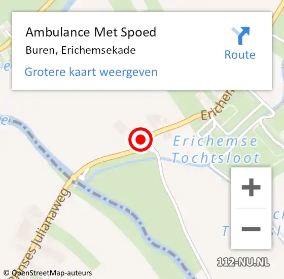 Locatie op kaart van de 112 melding: Ambulance Met Spoed Naar Buren, Erichemsekade op 29 april 2016 14:22