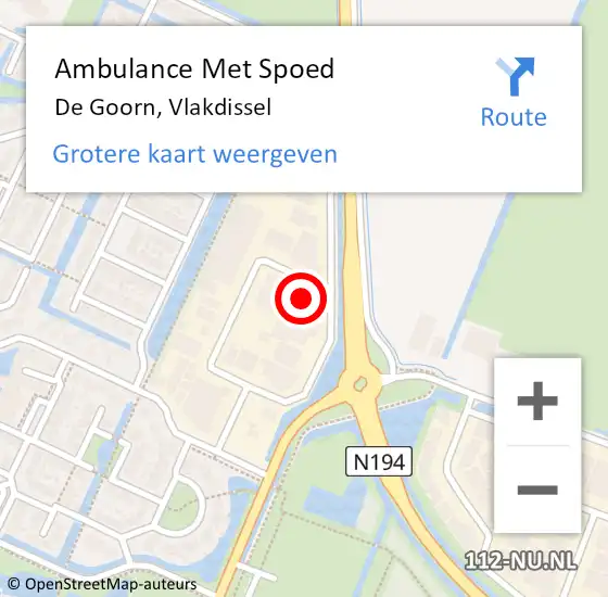 Locatie op kaart van de 112 melding: Ambulance Met Spoed Naar De Goorn, Vlakdissel op 29 april 2016 14:53